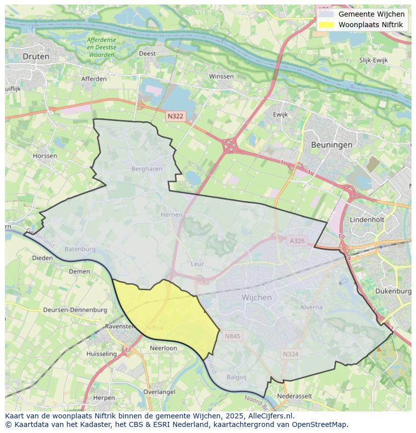 Afbeelding van de woonplaats Niftrik op de kaart.