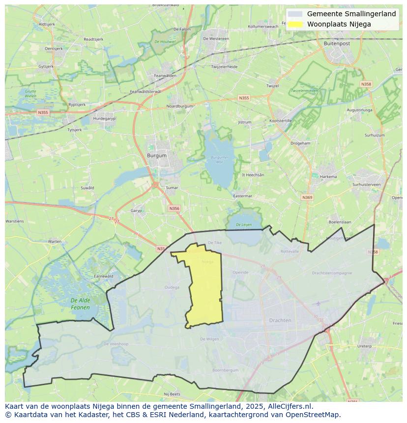 Afbeelding van de woonplaats Nijega op de kaart.
