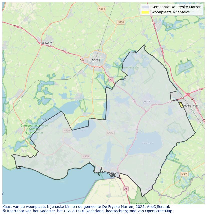 Afbeelding van de woonplaats Nijehaske op de kaart.