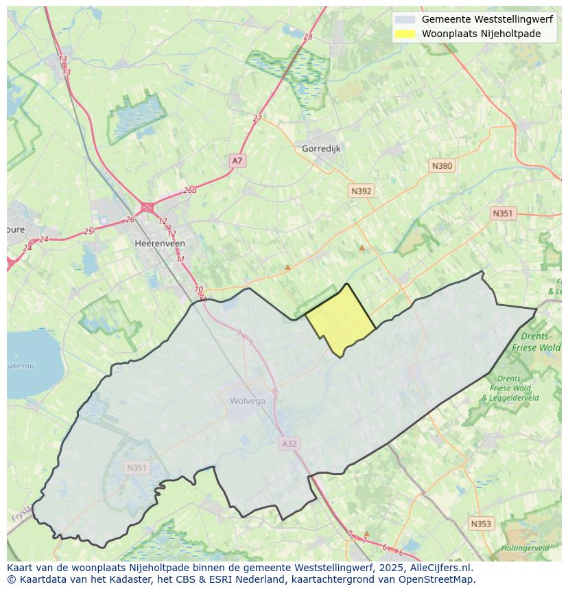 Afbeelding van de woonplaats Nijeholtpade op de kaart.