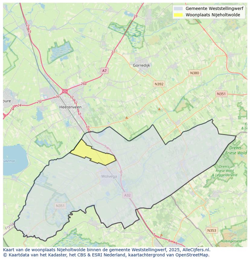 Afbeelding van de woonplaats Nijeholtwolde op de kaart.