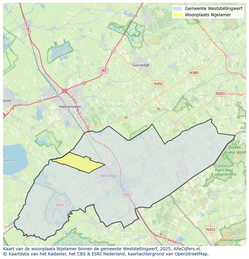 Afbeelding van de woonplaats Nijelamer op de kaart.