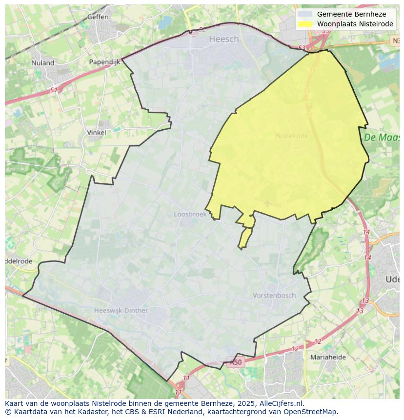 Afbeelding van de woonplaats Nistelrode op de kaart.