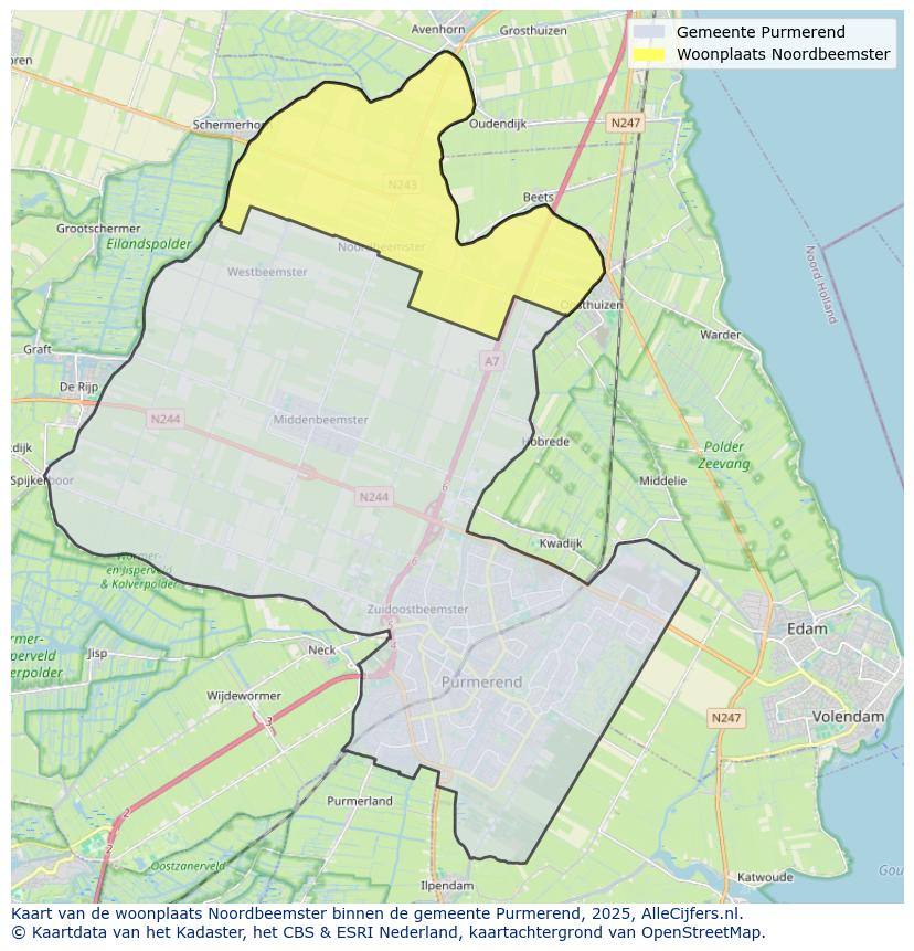 Afbeelding van de woonplaats Noordbeemster op de kaart.