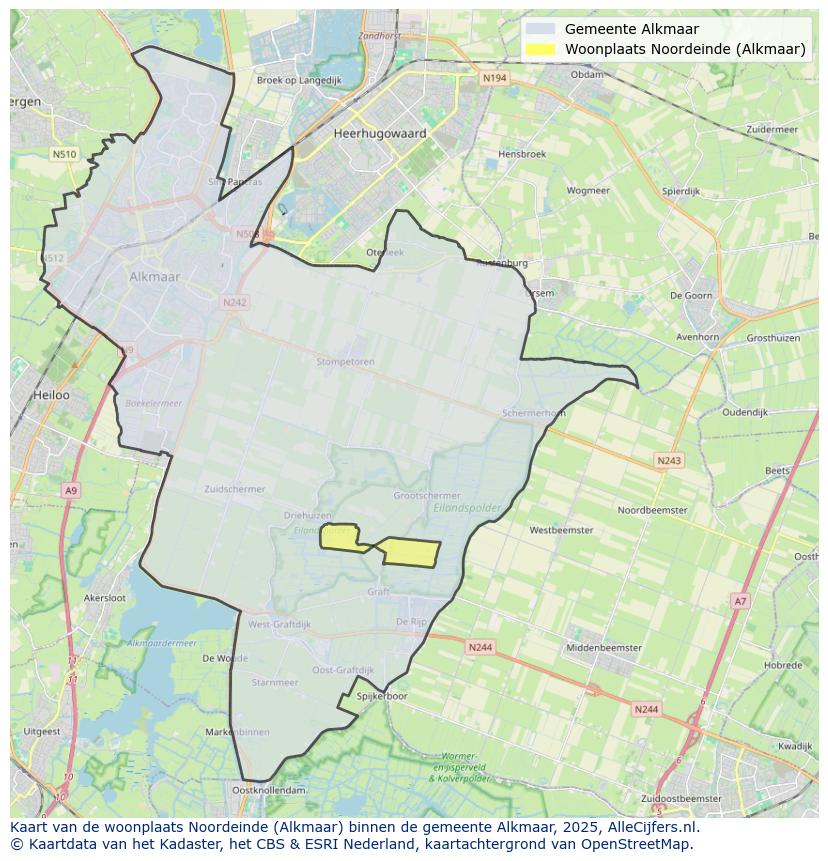 Afbeelding van de woonplaats Noordeinde op de kaart.