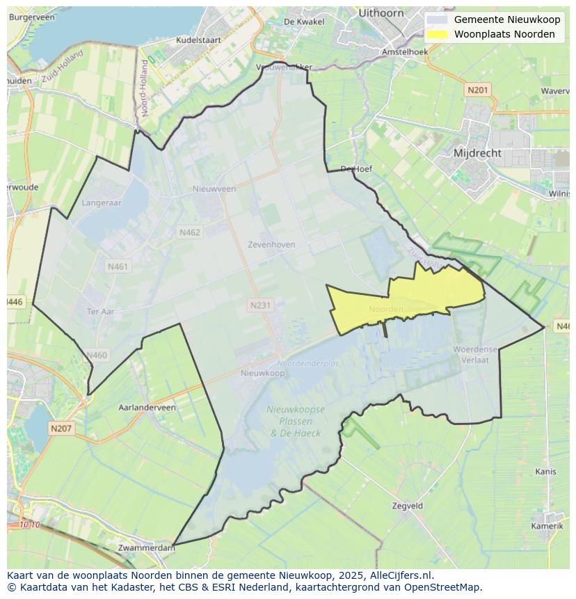 Afbeelding van de woonplaats Noorden op de kaart.