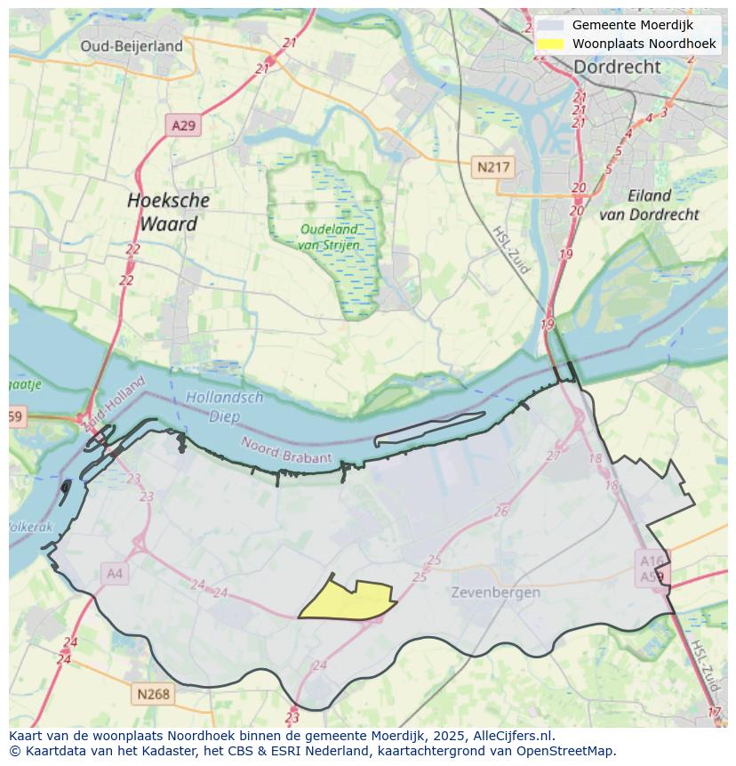 Afbeelding van de woonplaats Noordhoek op de kaart.