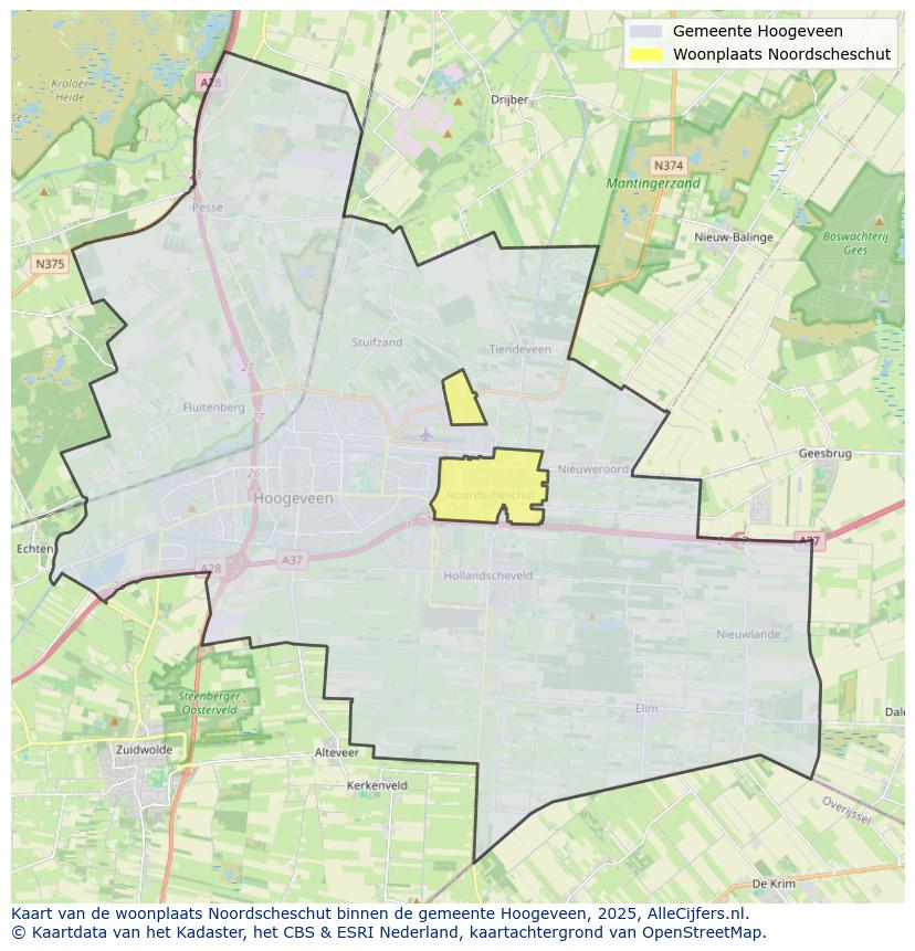 Afbeelding van de woonplaats Noordscheschut op de kaart.