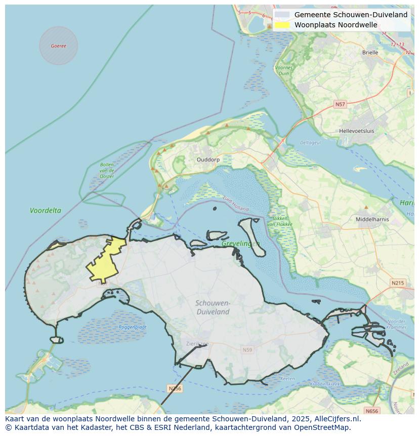 Afbeelding van de woonplaats Noordwelle op de kaart.