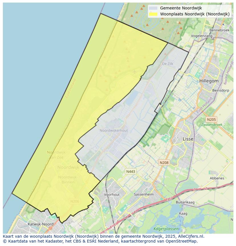 Afbeelding van de woonplaats Noordwijk op de kaart.