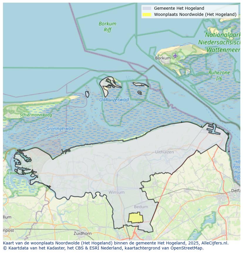 Afbeelding van de woonplaats Noordwolde op de kaart.