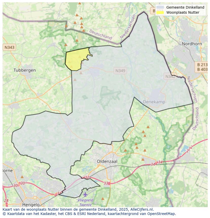 Afbeelding van de woonplaats Nutter op de kaart.
