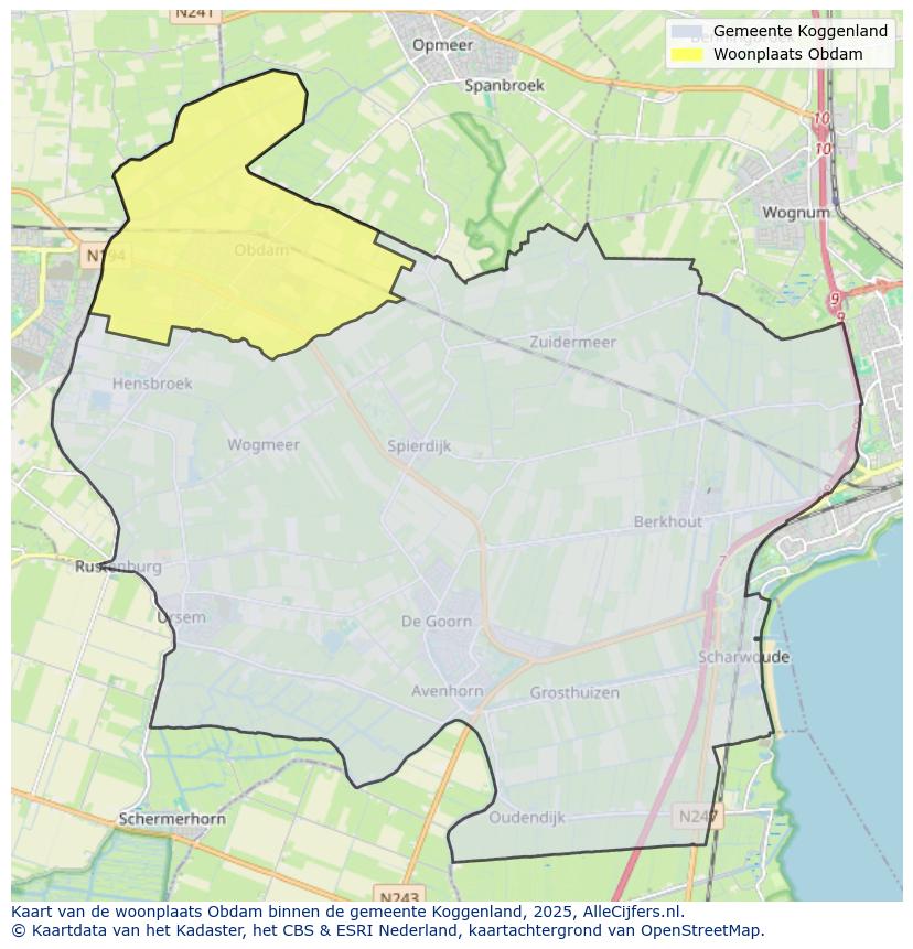 Afbeelding van de woonplaats Obdam op de kaart.