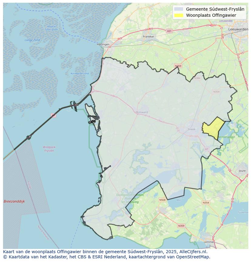 Afbeelding van de woonplaats Offingawier op de kaart.