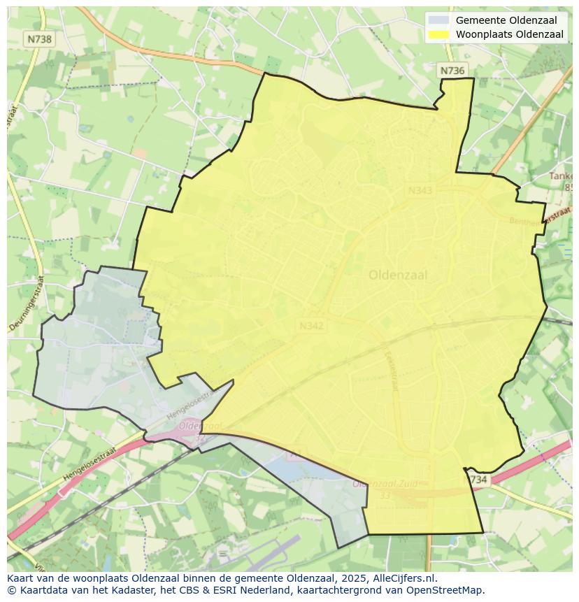 Afbeelding van de woonplaats Oldenzaal op de kaart.