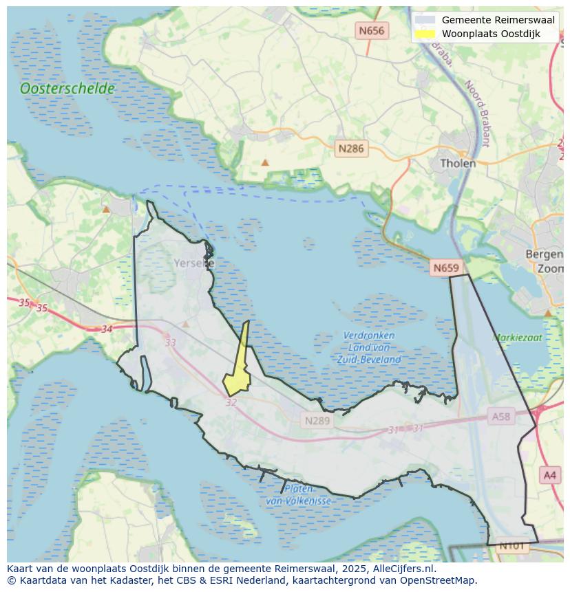 Afbeelding van de woonplaats Oostdijk op de kaart.