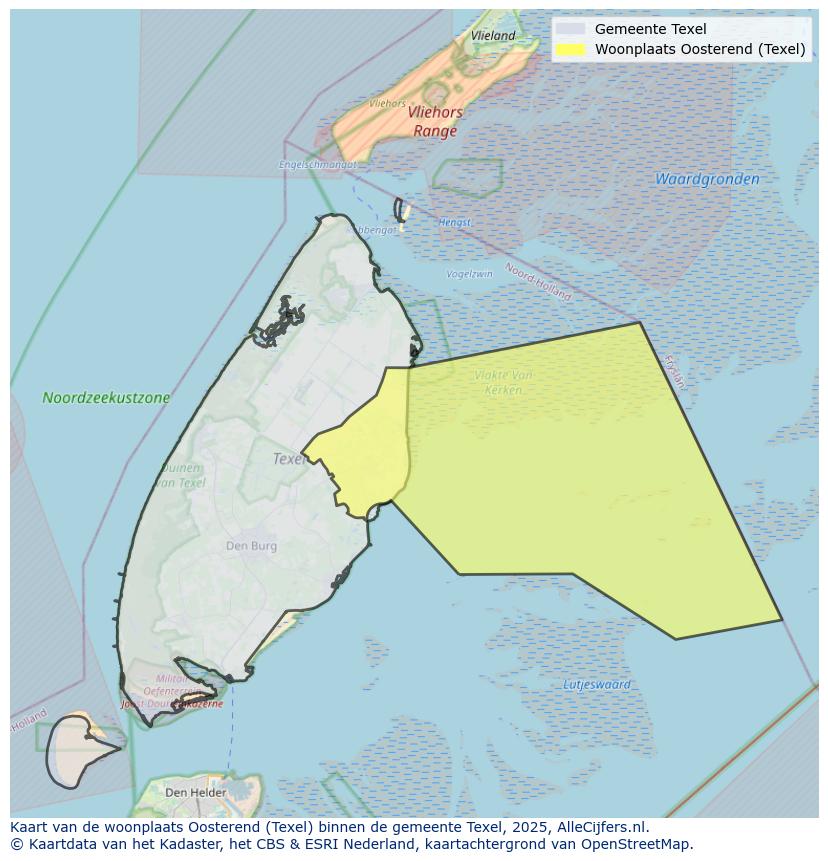 Afbeelding van de woonplaats Oosterend op de kaart.