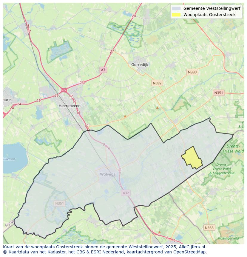 Afbeelding van de woonplaats Oosterstreek op de kaart.