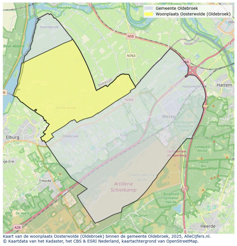 Afbeelding van de woonplaats Oosterwolde op de kaart.