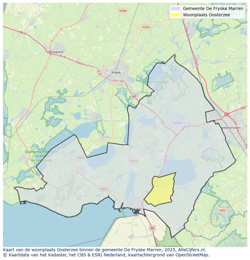 Afbeelding van de woonplaats Oosterzee op de kaart.