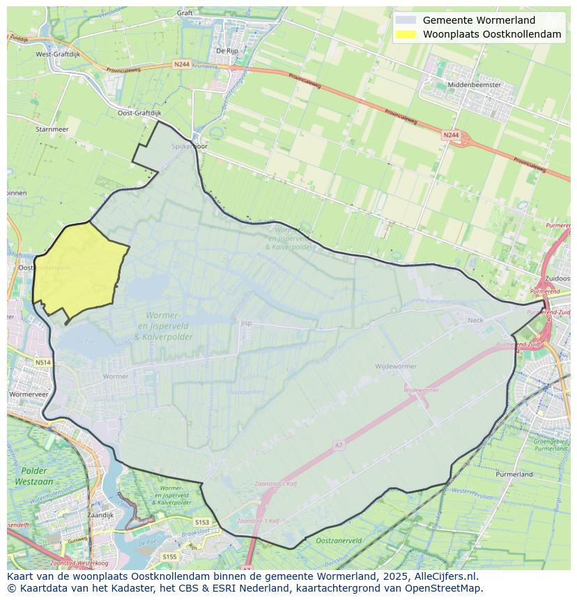 Afbeelding van de woonplaats Oostknollendam op de kaart.