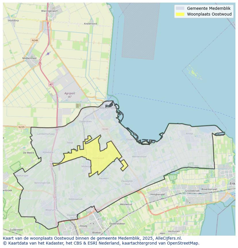 Afbeelding van de woonplaats Oostwoud op de kaart.