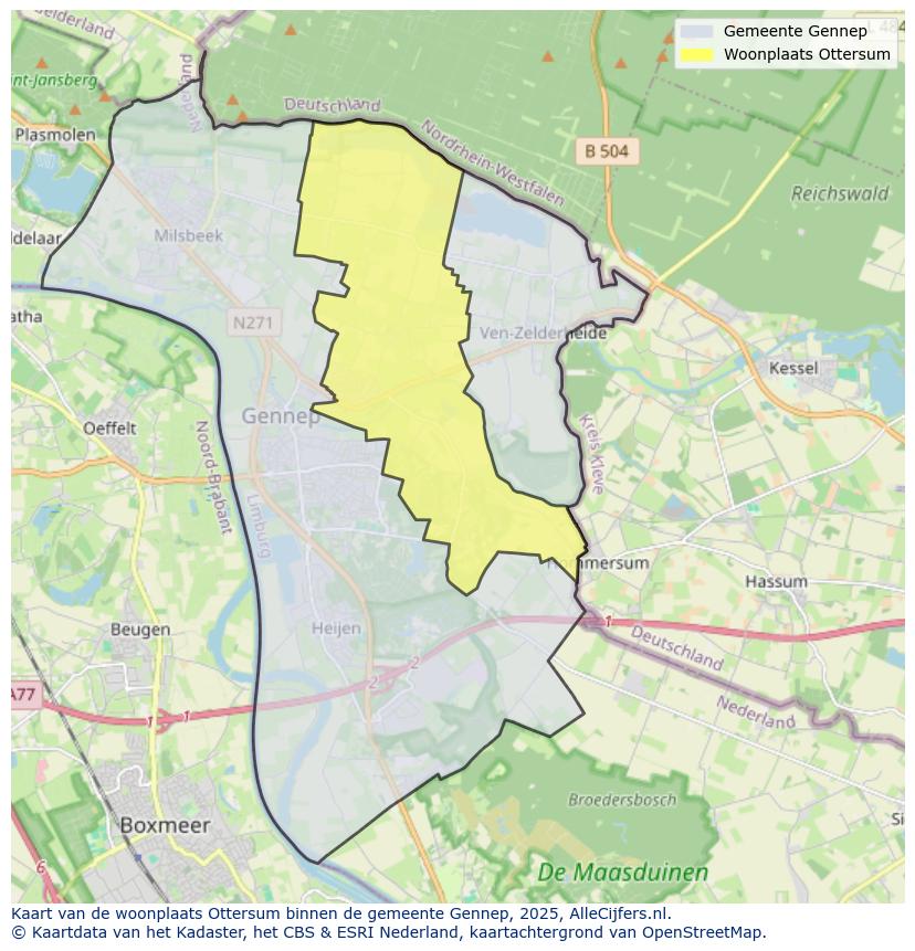 Afbeelding van de woonplaats Ottersum op de kaart.