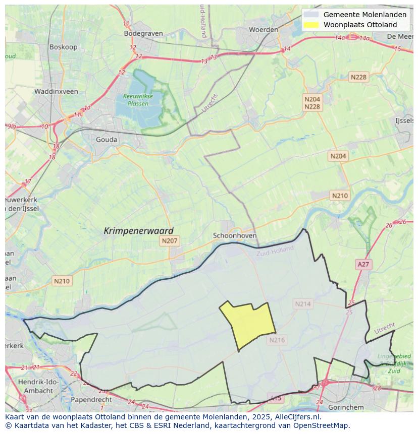 Afbeelding van de woonplaats Ottoland op de kaart.