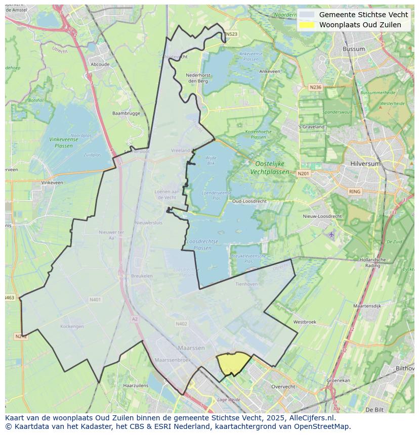 Afbeelding van de woonplaats Oud Zuilen op de kaart.