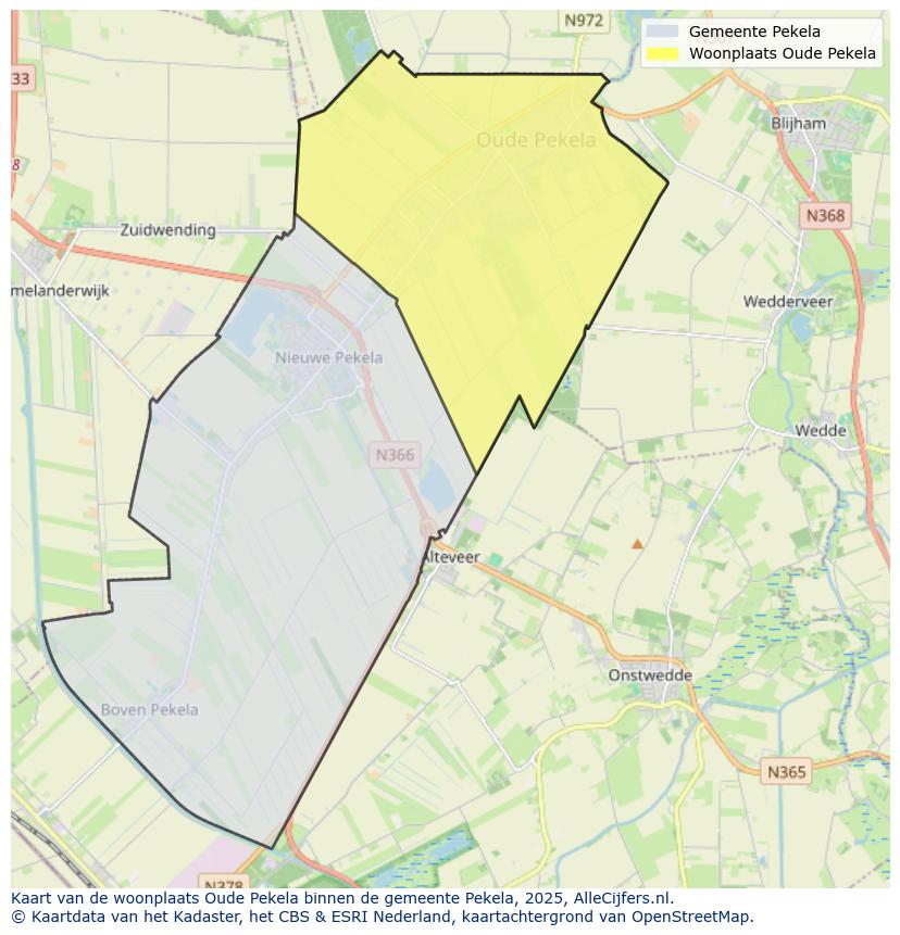 Afbeelding van de woonplaats Oude Pekela op de kaart.