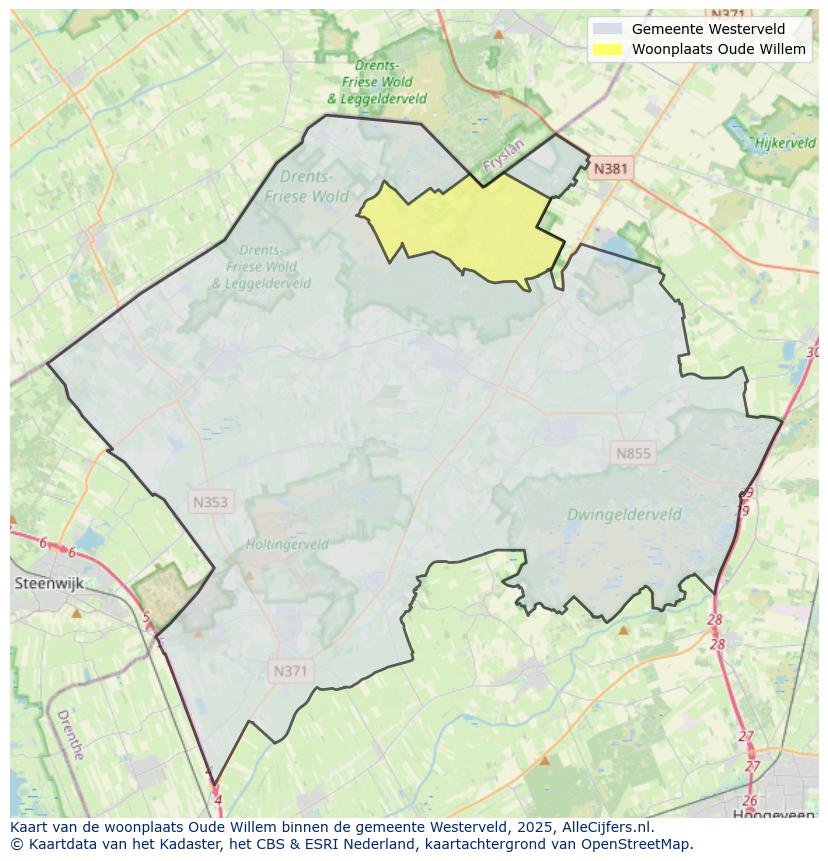 Afbeelding van de woonplaats Oude Willem op de kaart.
