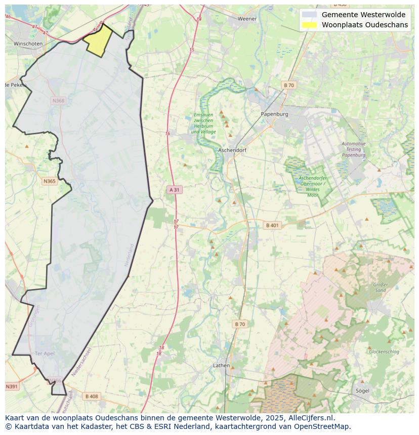 Afbeelding van de woonplaats Oudeschans op de kaart.