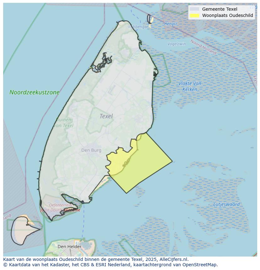 Afbeelding van de woonplaats Oudeschild op de kaart.