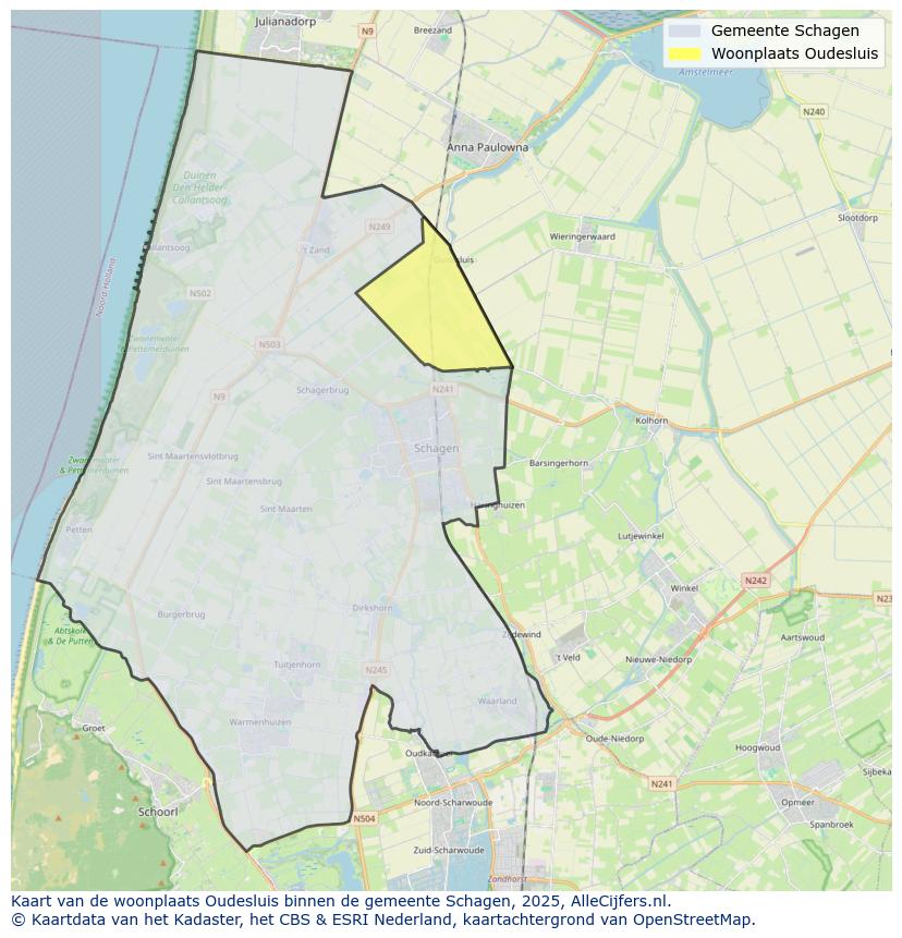 Afbeelding van de woonplaats Oudesluis op de kaart.