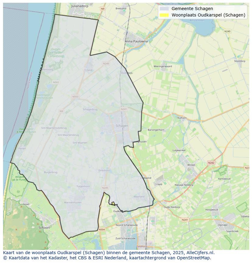 Afbeelding van de woonplaats Oudkarspel op de kaart.