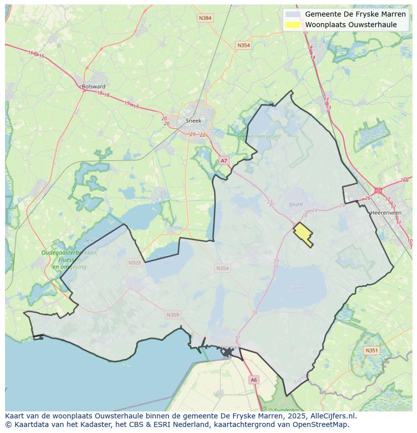 Afbeelding van de woonplaats Ouwsterhaule op de kaart.