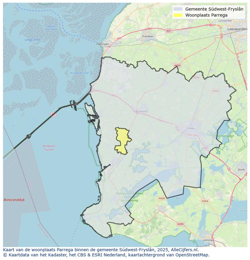 Afbeelding van de woonplaats Parrega op de kaart.
