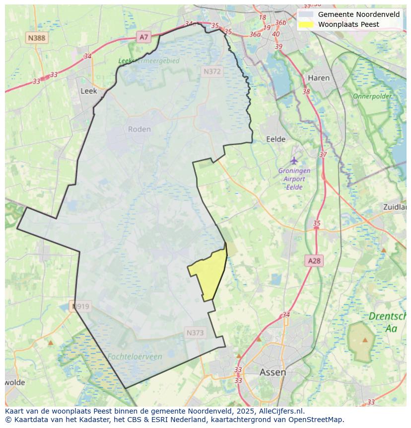 Afbeelding van de woonplaats Peest op de kaart.