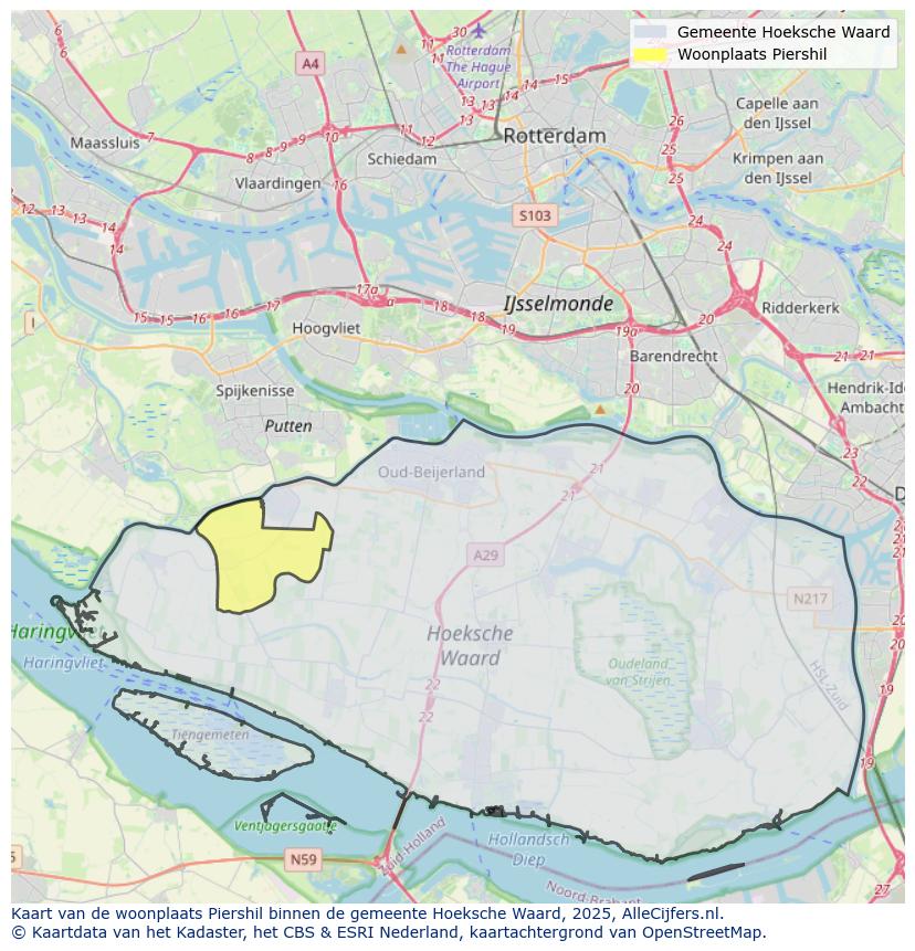 Afbeelding van de woonplaats Piershil op de kaart.