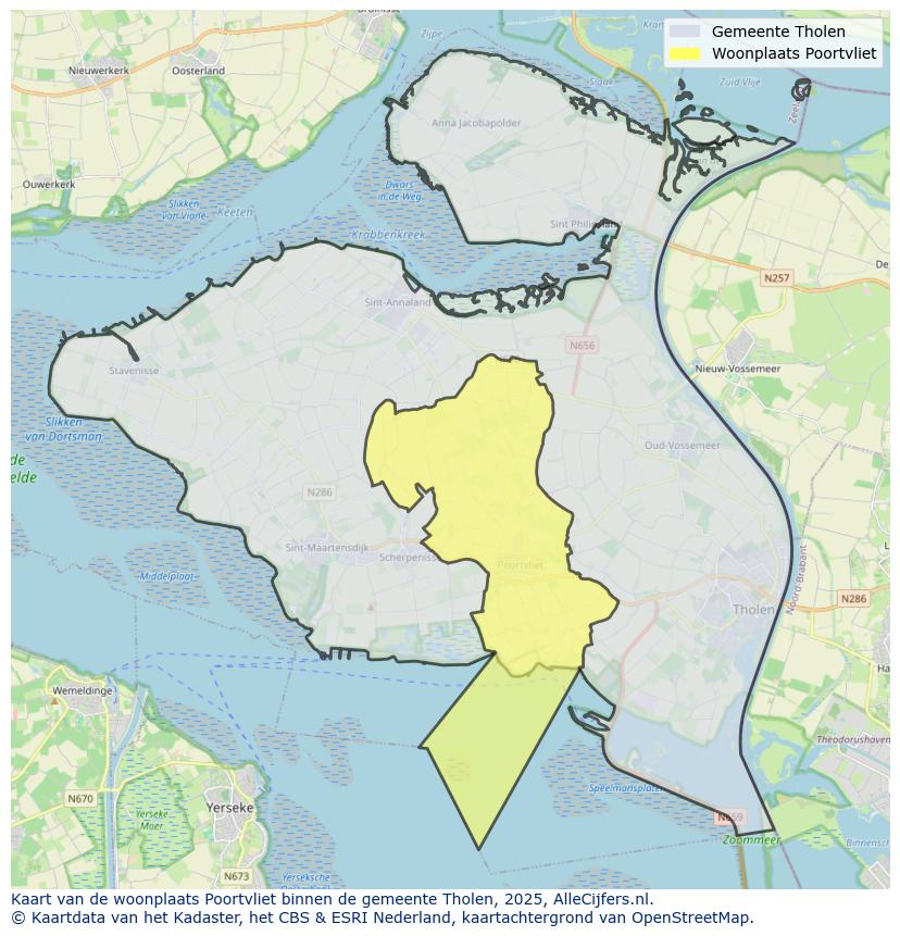 Afbeelding van de woonplaats Poortvliet op de kaart.