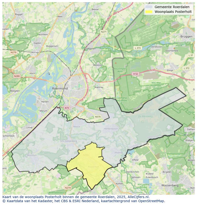 Afbeelding van de woonplaats Posterholt op de kaart.