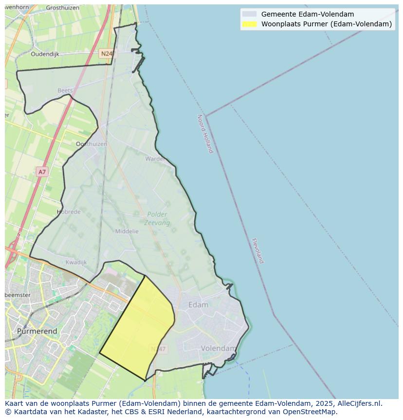 Afbeelding van de woonplaats Purmer op de kaart.