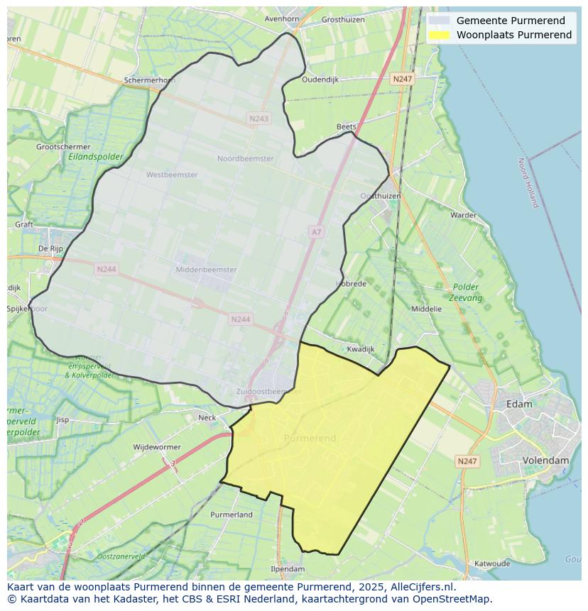 Afbeelding van de woonplaats Purmerend op de kaart.