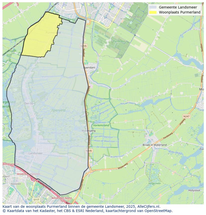Afbeelding van de woonplaats Purmerland op de kaart.