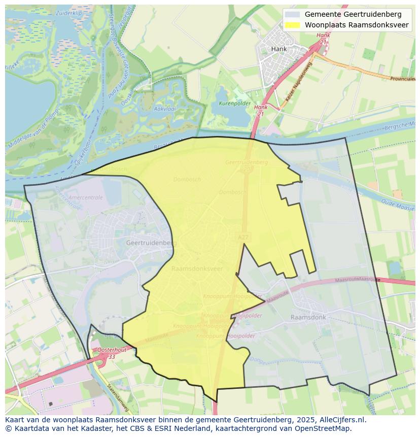 Afbeelding van de woonplaats Raamsdonksveer op de kaart.