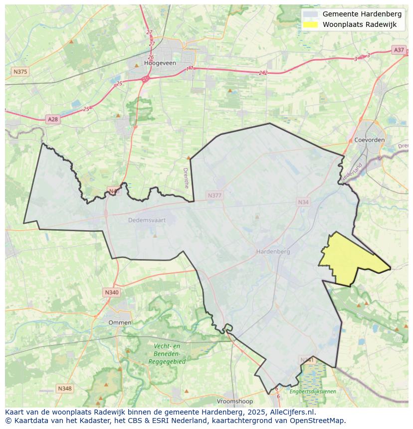 Afbeelding van de woonplaats Radewijk op de kaart.