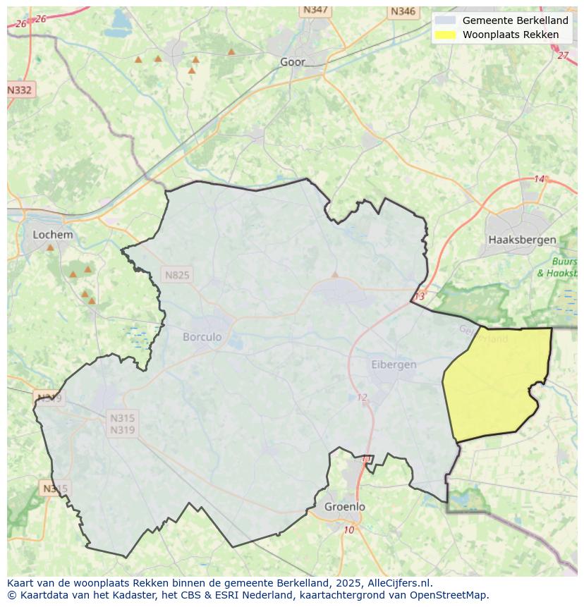 Afbeelding van de woonplaats Rekken op de kaart.