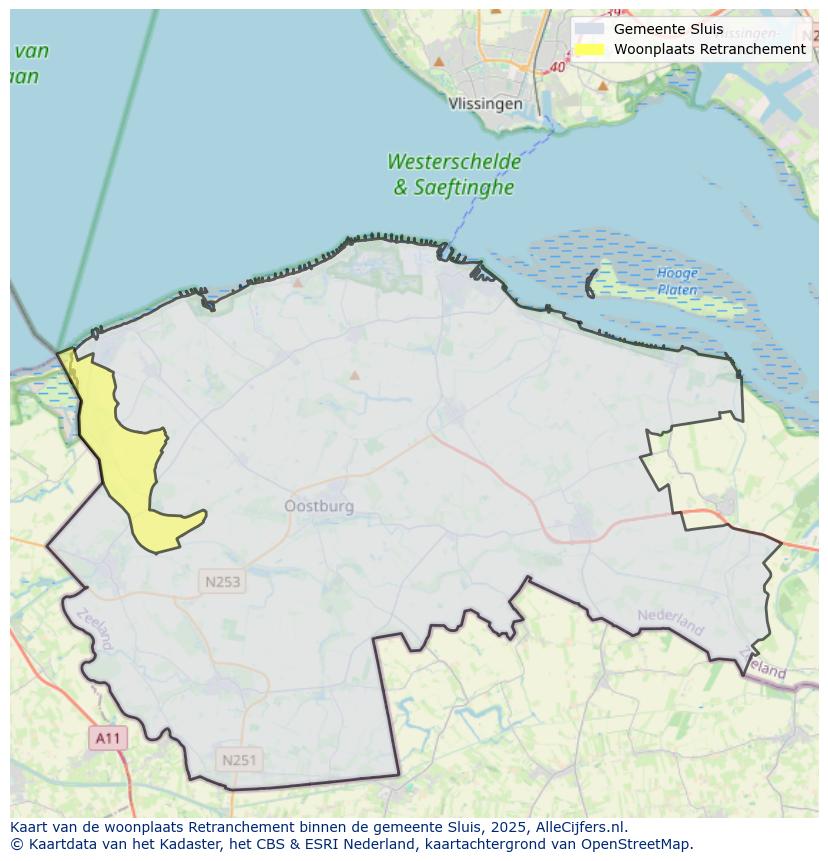Afbeelding van de woonplaats Retranchement op de kaart.