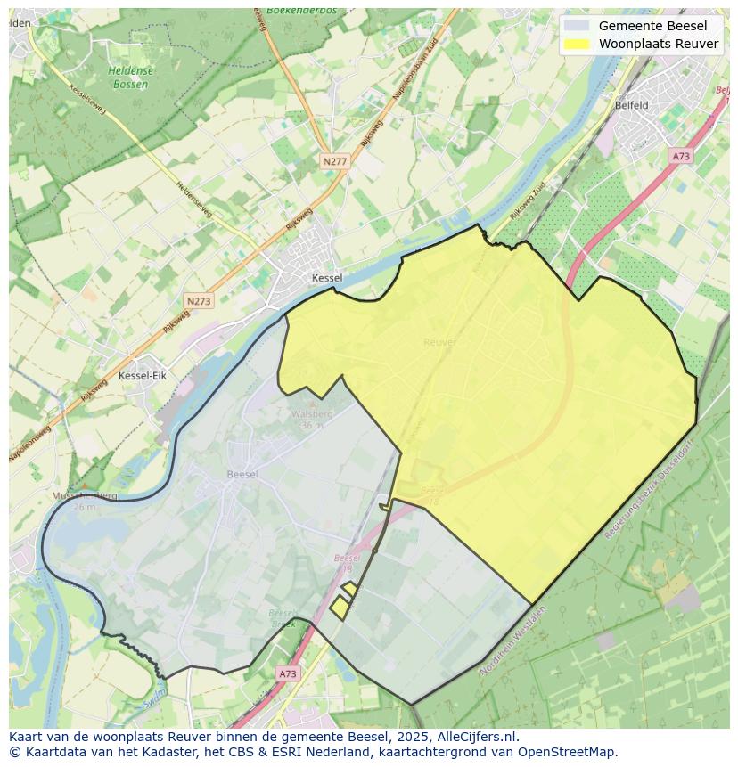 Afbeelding van de woonplaats Reuver op de kaart.