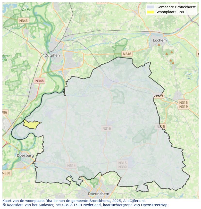 Afbeelding van de woonplaats Rha op de kaart.